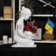 Дизайнерське кашпо з мармуру  "Соломія" 30 см/ 3 кг: колір білий (матовий)